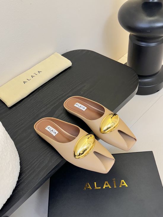 Alaia Peep Toe Buckle Slippers Comfortable Elegant Casual Footwear
