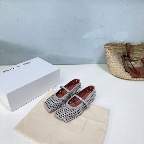 Ami Heart Crystal Cutout Cowhide Casual Loafer Flats