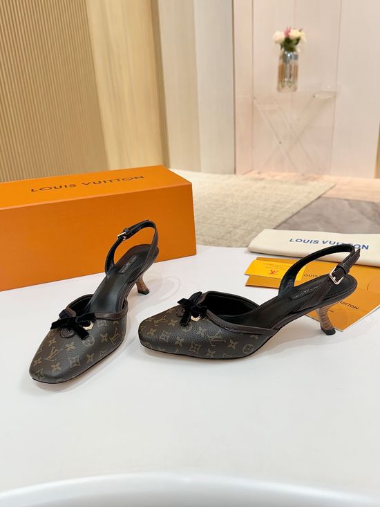 Louis Vuitton Mid Heel Leather Sandals Premium Soft Lining Durable Leather Sole
