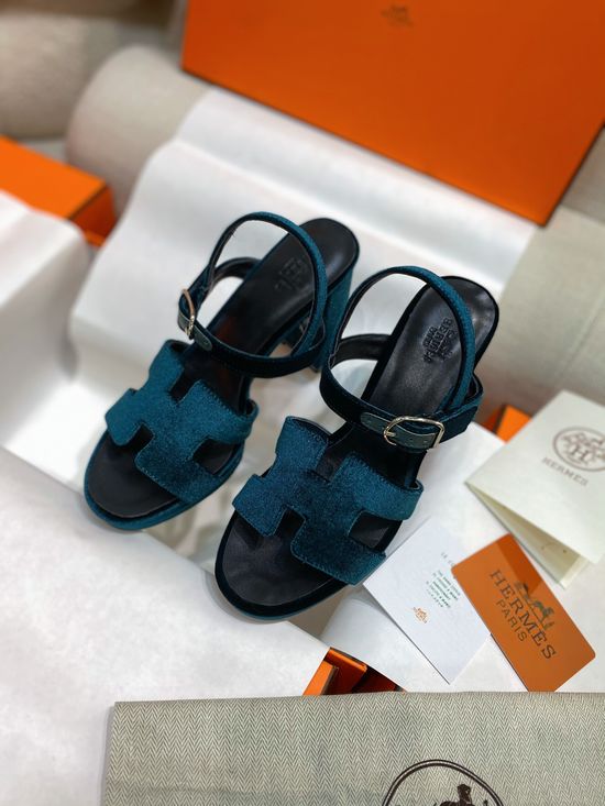 Hermes Suede High Heel Ankle Strap Sandals With Premium Sole