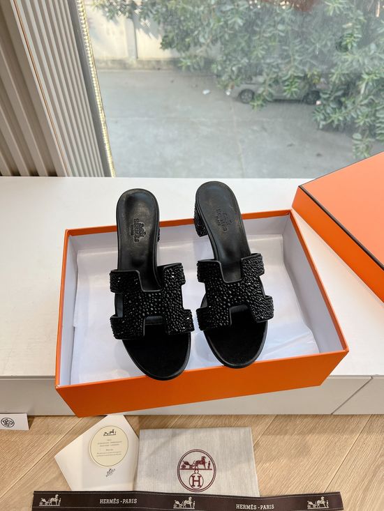 Hermes Premium Cowhide Flat Slide Sandals with Metal Buckle