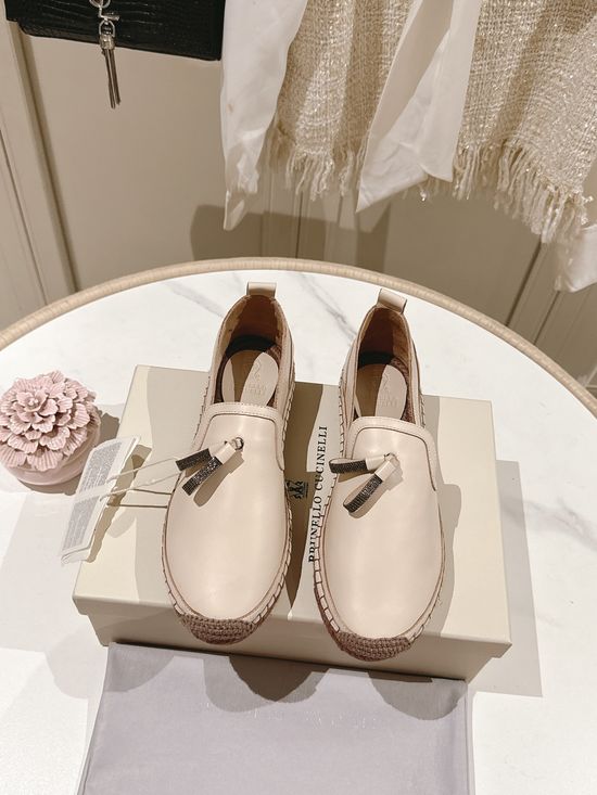 Brunello Cucinelli Classic Linen Blend Espadrilles Hand Stitched Non Slip Sole