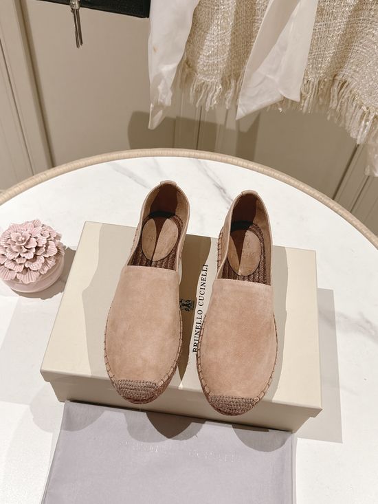Brunello Cucinelli Classic Linen Blend Espadrilles Hand Stitched Non Slip Sole