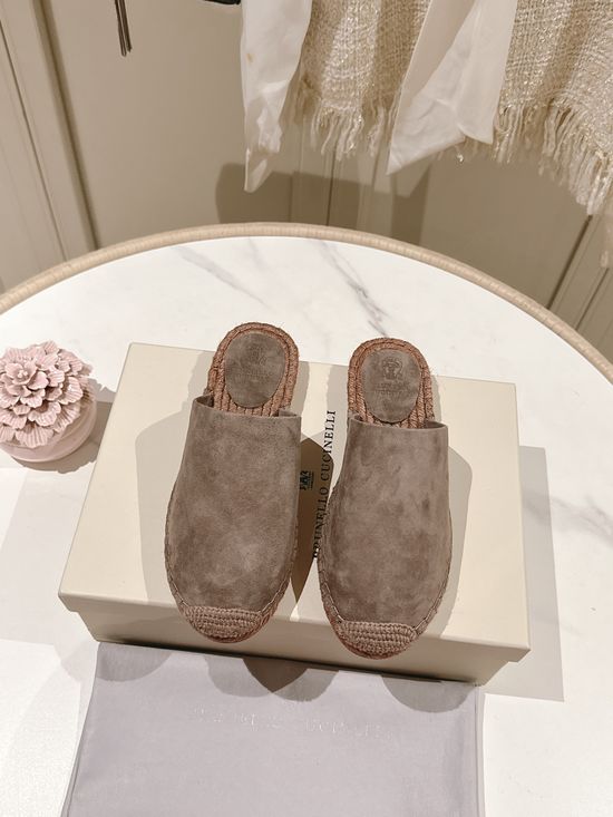 Brunello Cucinelli Classic Linen Blend Espadrilles Hand Stitched Non Slip Sole