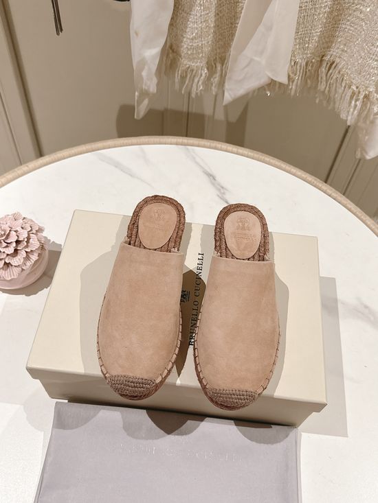 Brunello Cucinelli Classic Linen Blend Espadrilles Hand Stitched Non Slip Sole