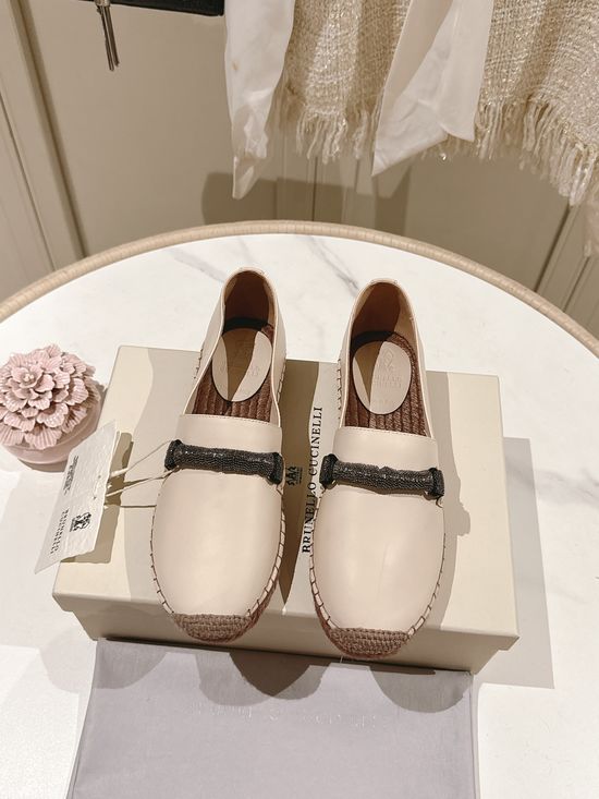 Brunello Cucinelli Classic Linen Blend Espadrilles Hand Stitched Non Slip Sole