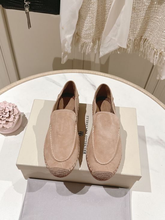 Brunello Cucinelli Classic Linen Blend Espadrilles Hand Stitched Non Slip Sole