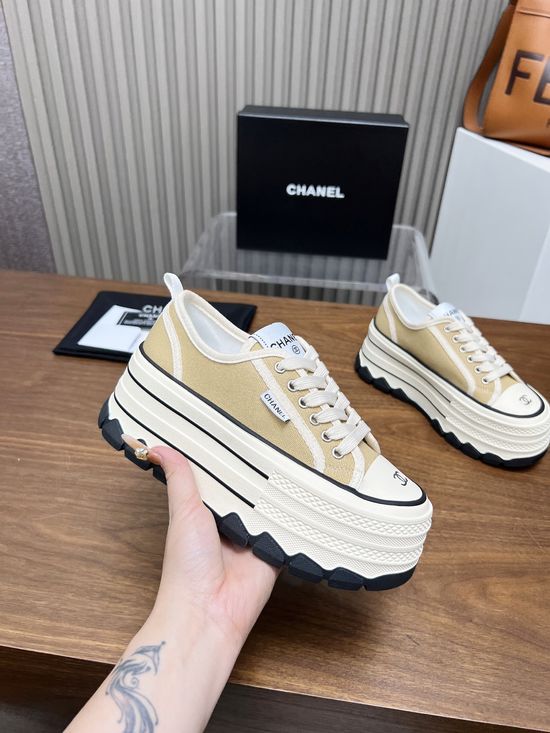 Chanel Classic Canvas Casual Sneakers Comfortable Non-slip Sole