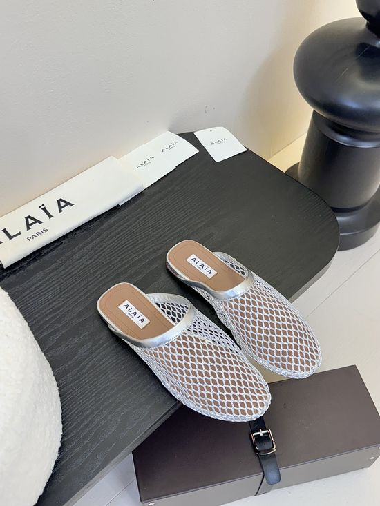 Alaia Premium Mesh Leather Ballet Flats Non-slip Rubber Sole
