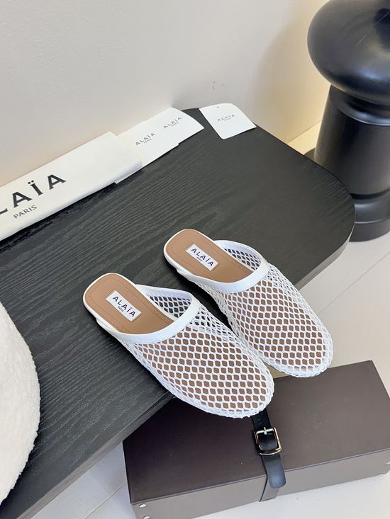 Alaia Premium Mesh Leather Ballet Flats Non-slip Rubber Sole
