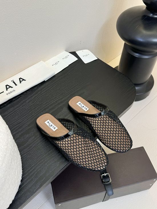Alaia Premium Mesh Leather Ballet Flats Non-slip Rubber Sole