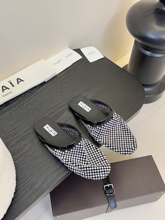 Alaia Premium Mesh Leather Ballet Flats Non-slip Rubber Sole