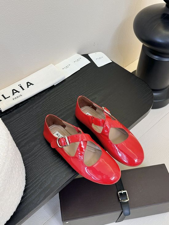 Alaia Premium Mesh Leather Ballet Flats Non-slip Rubber Sole