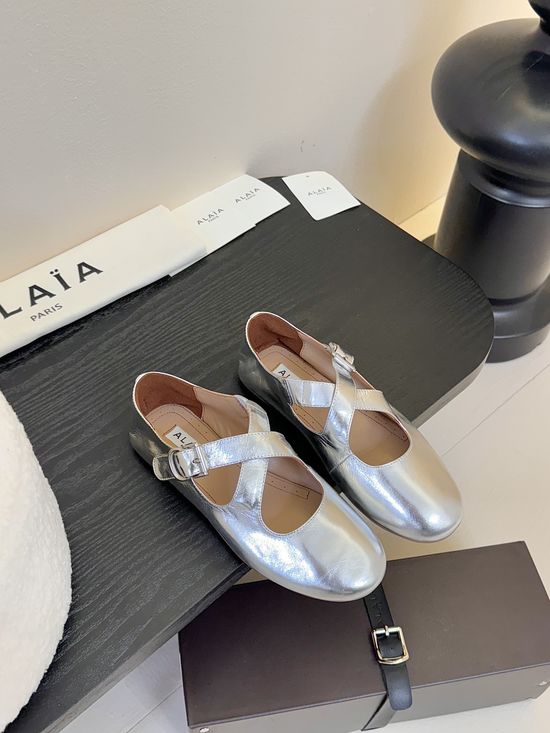 Alaia Premium Mesh Leather Ballet Flats Non-slip Rubber Sole