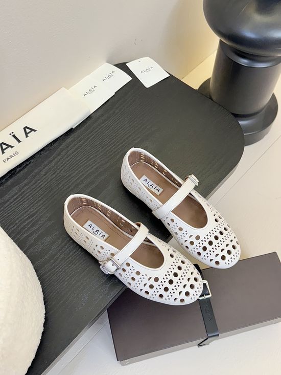 Alaia Premium Mesh Leather Ballet Flats Non-slip Rubber Sole