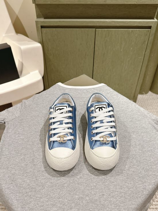 Chanel Contrast Color Platform Sneakers Thick Sole Casual Shoes