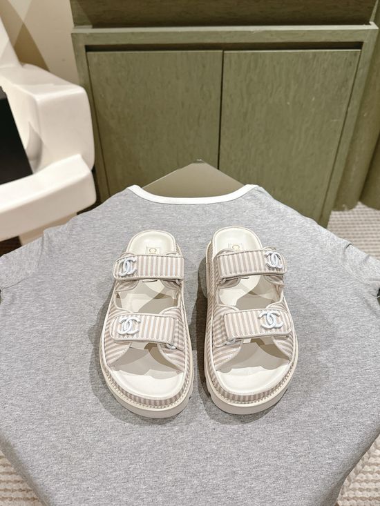 Hermes Stripe Pattern Comfortable Beach Shoes With Optional Sole