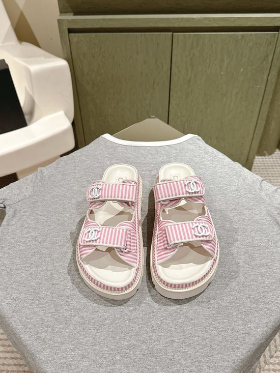 Hermes Stripe Pattern Comfortable Beach Shoes With Optional Sole
