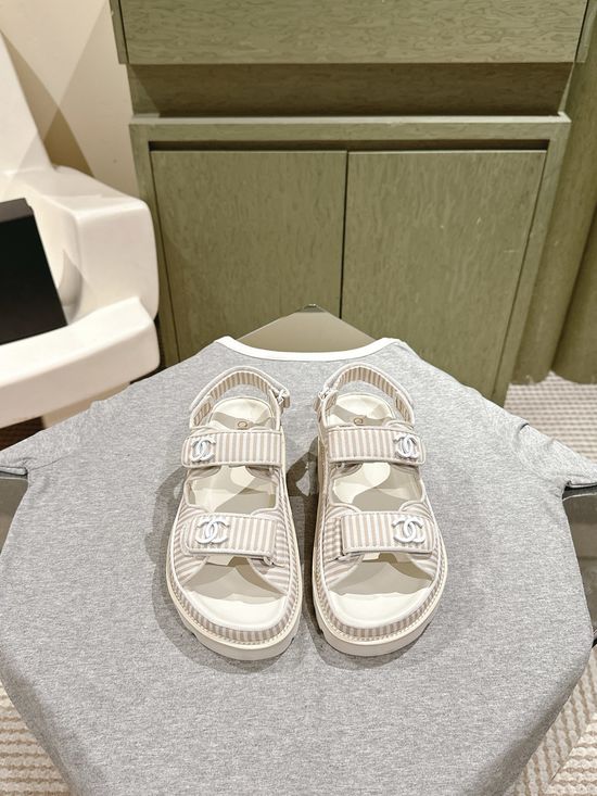 Hermes Stripe Pattern Comfortable Beach Shoes With Optional Sole