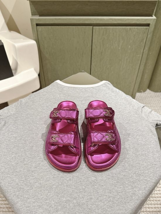 Chanel Candy Color Soft Leather Casual Beach Slide Sandals