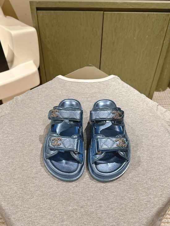 Chanel Candy Color Soft Leather Casual Beach Slide Sandals