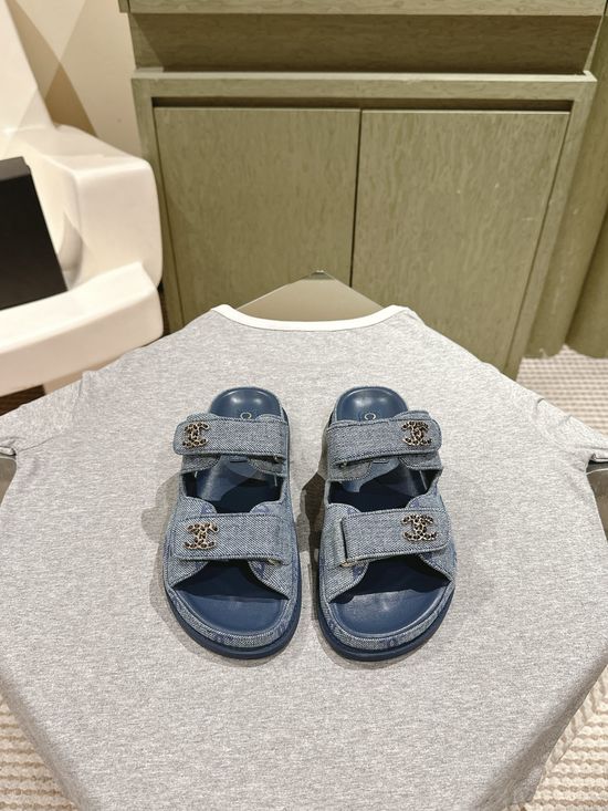 Chanel Candy Color Soft Leather Casual Beach Slide Sandals