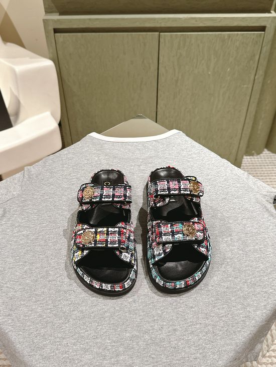 Chanel Candy Color Soft Leather Casual Beach Slide Sandals