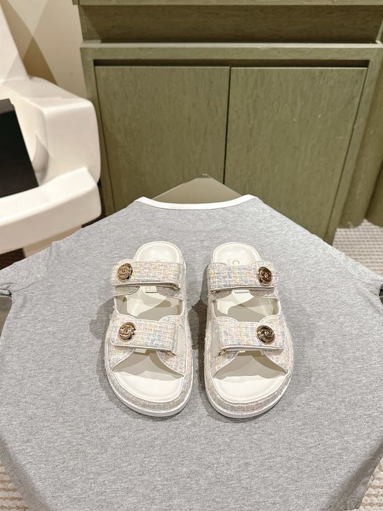 Chanel Candy Color Soft Leather Casual Beach Slide Sandals