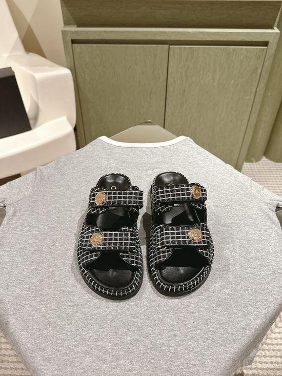 Chanel Candy Color Soft Leather Casual Beach Slide Sandals