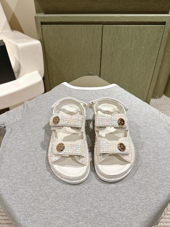 Chanel Candy Color Soft Leather Casual Beach Slide Sandals