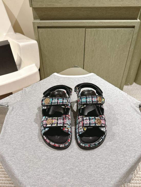 Chanel Candy Color Soft Leather Casual Beach Slide Sandals