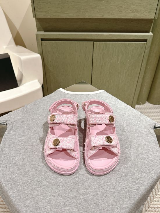Chanel Candy Color Soft Leather Casual Beach Slide Sandals