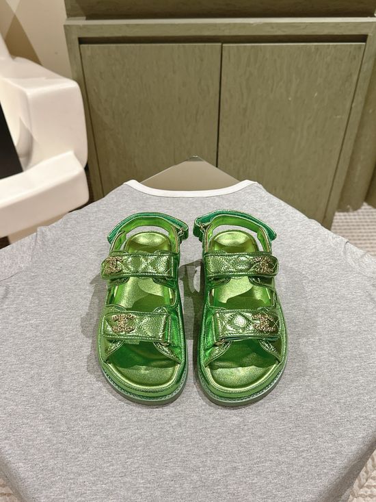 Chanel Candy Color Soft Leather Casual Beach Slide Sandals