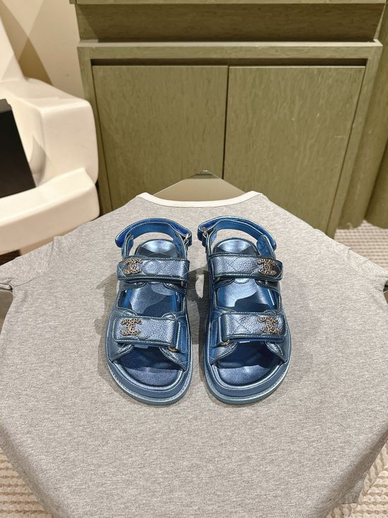 Chanel Candy Color Soft Leather Casual Beach Slide Sandals
