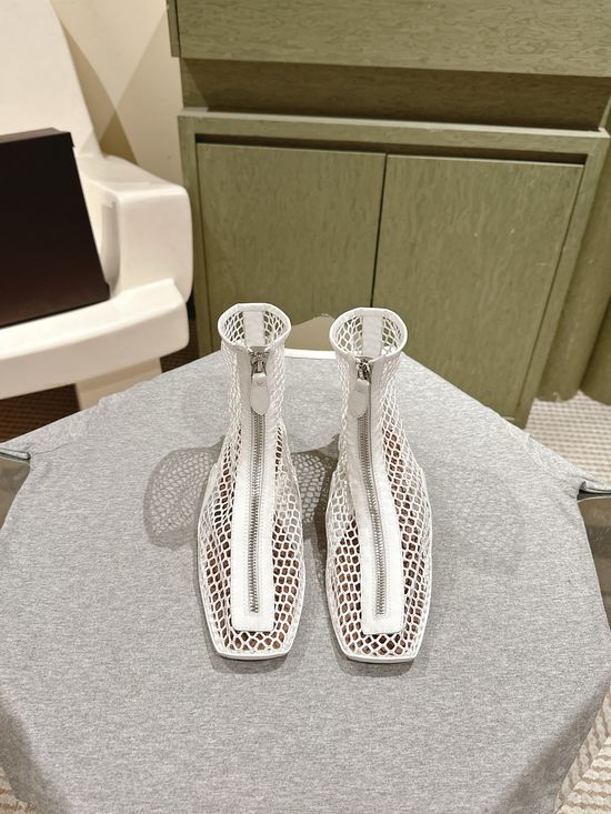 Alaia Rhinestone Decor Mesh Ballet Shoes Soft Comfortable Flats