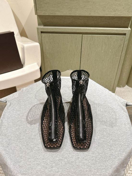 Alaia Rhinestone Decor Mesh Ballet Shoes Soft Comfortable Flats