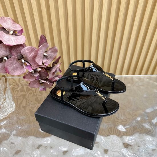 Yves Saint Laurent Stylish Leather Sandals With Custom Hardware Cushioned Insole Genuine Leather Sole