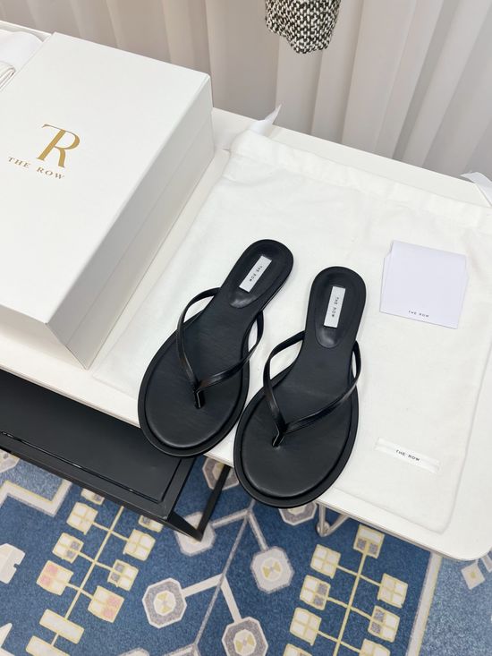 The Row Premium Leather Thong Slippers Casual Comfortable Daily Wear