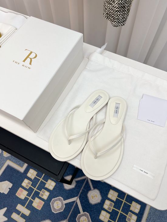 The Row Premium Leather Thong Slippers Casual Comfortable Daily Wear