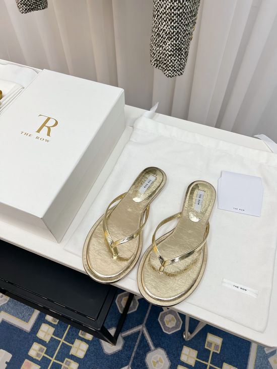 The Row Premium Leather Thong Slippers Casual Comfortable Daily Wear