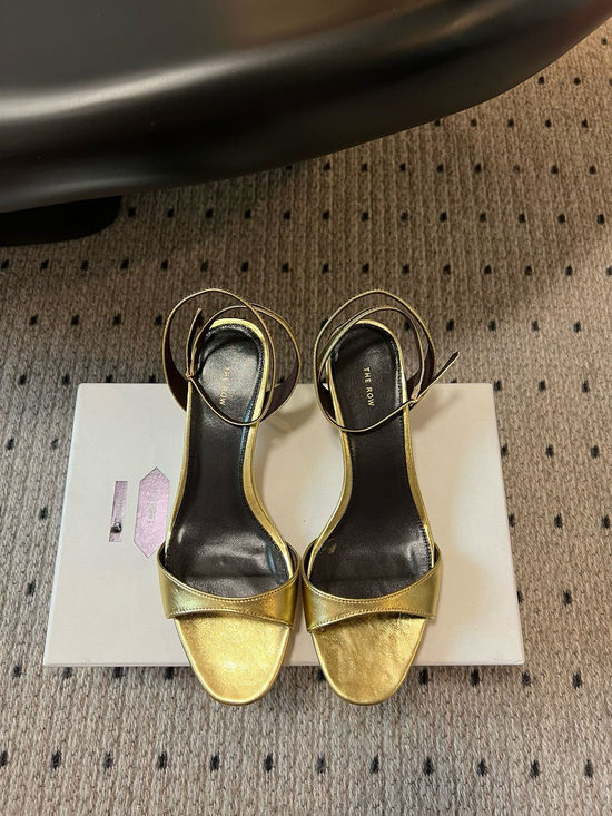 The Row Simple Kitten Heel Open Toe Sandals Elegant Comfortable Footwear