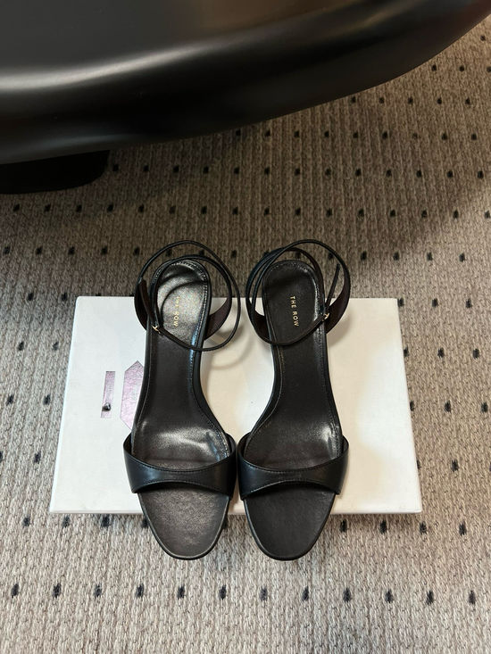 The Row Simple Kitten Heel Open Toe Sandals Elegant Comfortable Footwear