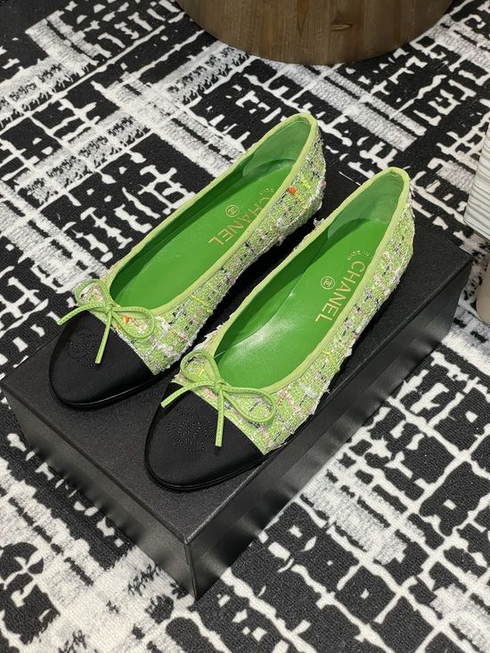 Chanel Bowknot Tweed Ballet Flats Soft Lined Comfortable Daily Shoes