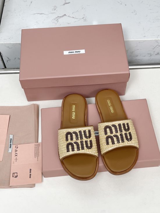 Miu Miu Luxury Furry Slip-On Sandals with Leather Sole