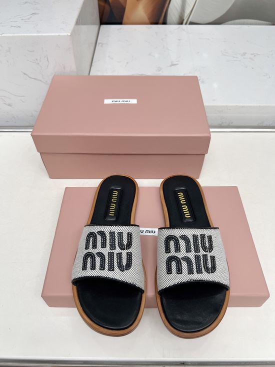 Miu Miu Luxury Furry Slip-On Sandals with Leather Sole