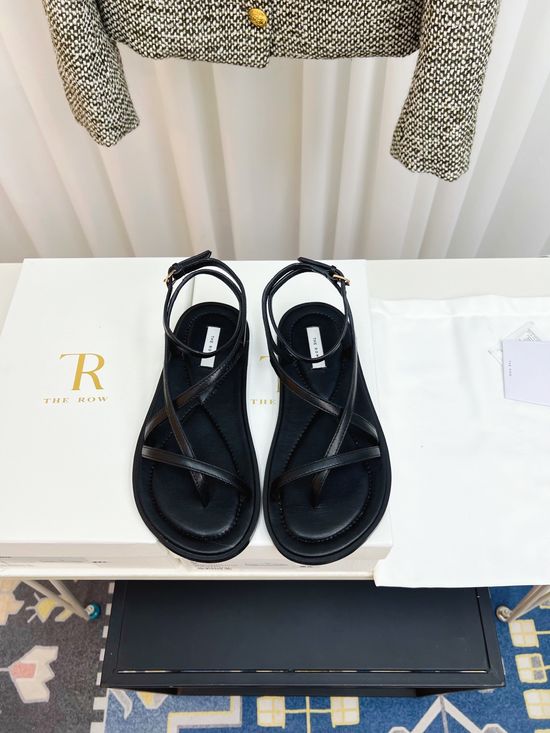 The Row Minimalist Thin Strap Flat Sandals Leather Upper