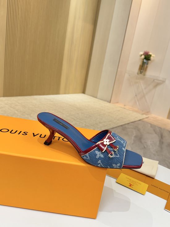 Louis Vuitton Mid Heel Leather Sandals Premium Soft Lining Durable Leather Sole