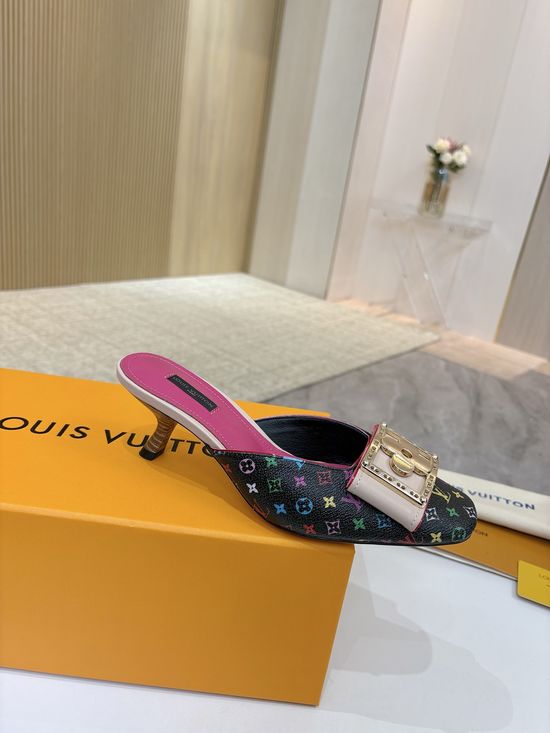Louis Vuitton Mid Heel Leather Sandals Premium Soft Lining Durable Leather Sole