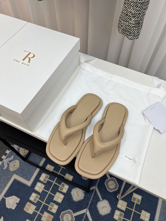 The Row Leather Thong Flip Flops with Non-slip Rubber Sole