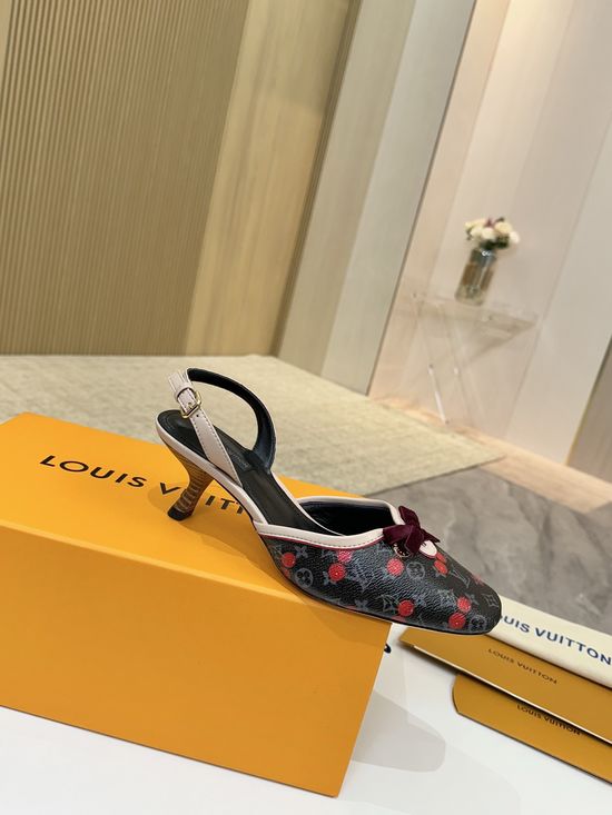 Louis Vuitton Mid Heel Leather Sandals Premium Soft Lining Durable Leather Sole